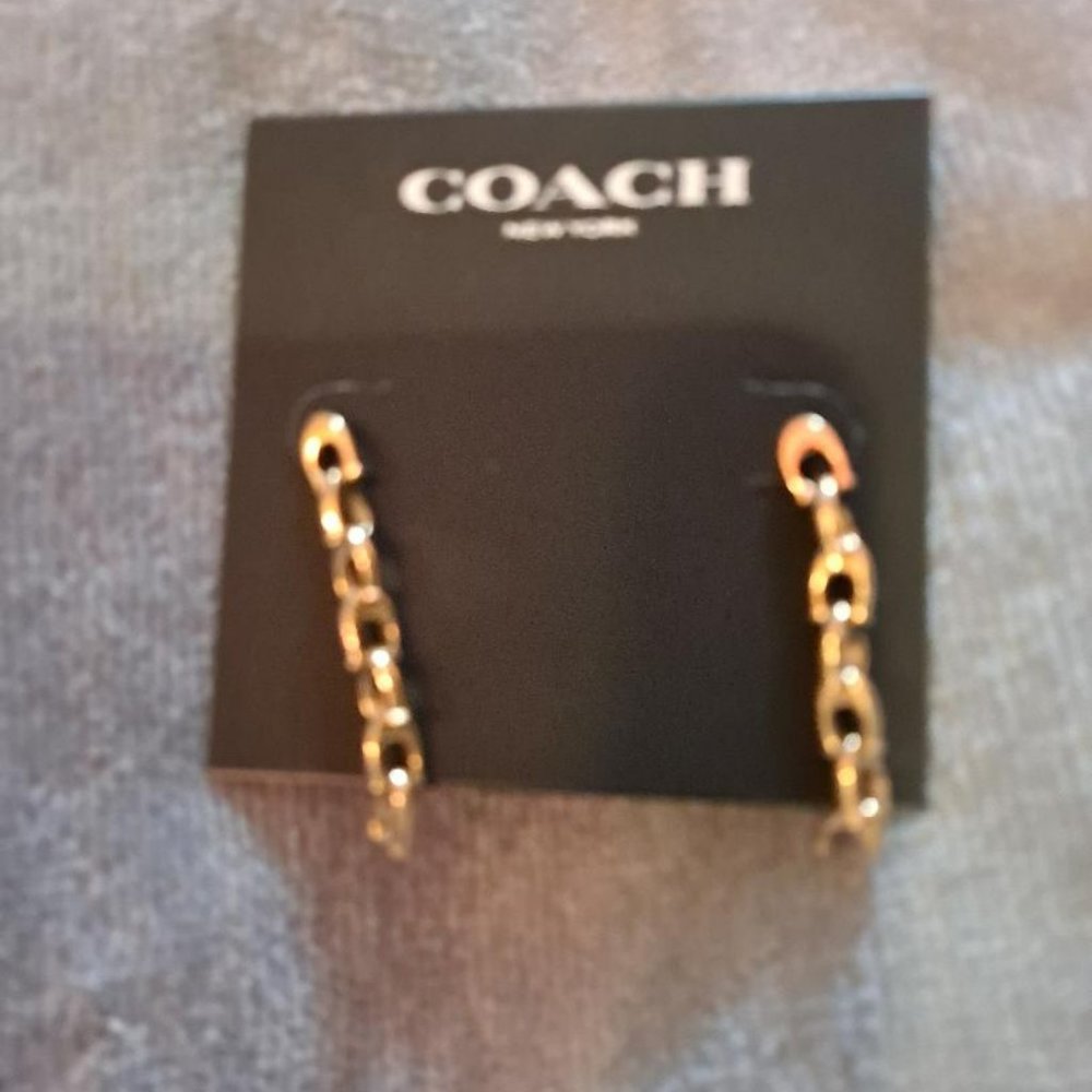 Coach C Linear Drop Earrings